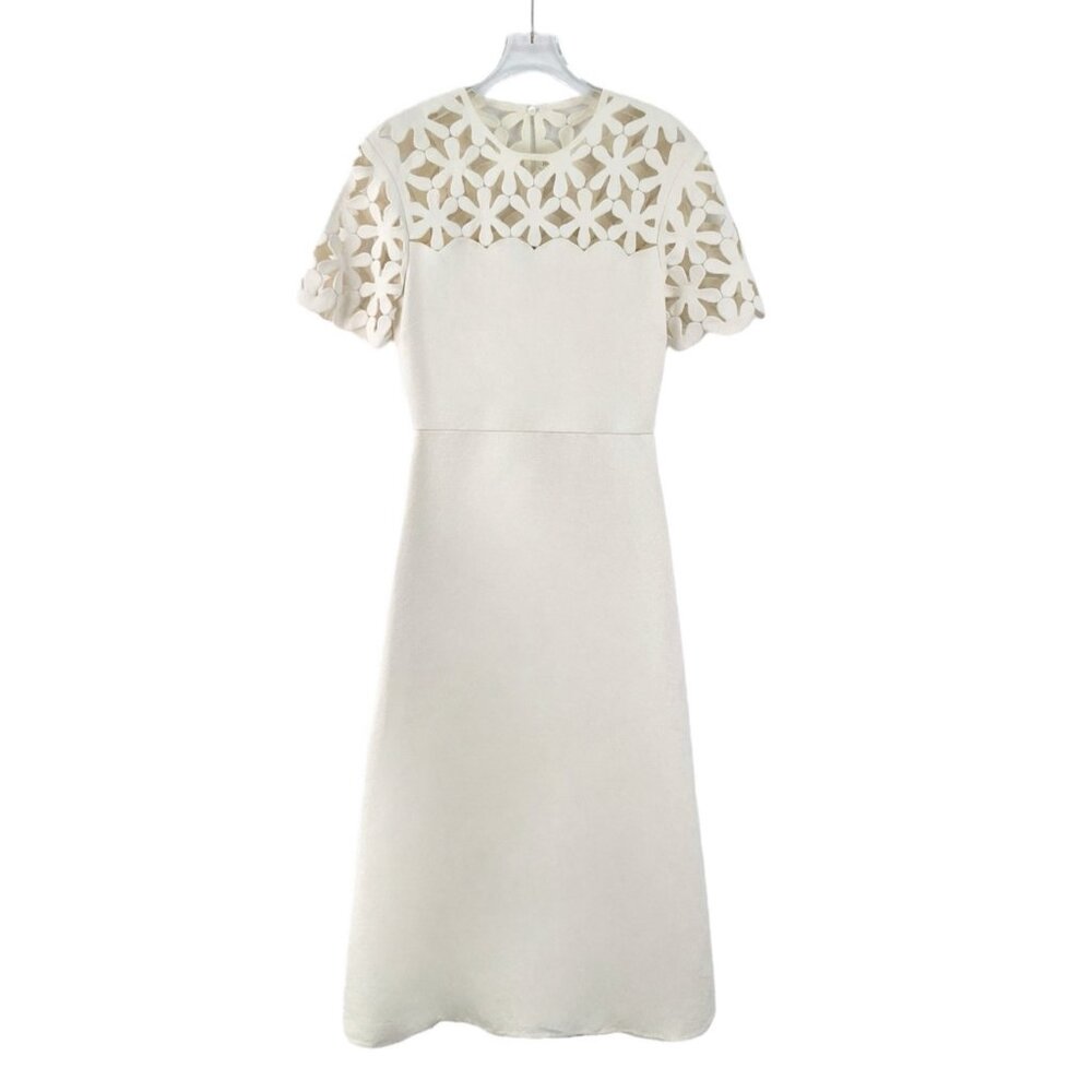 Valentino white dress featuring floral cut-out detailing
